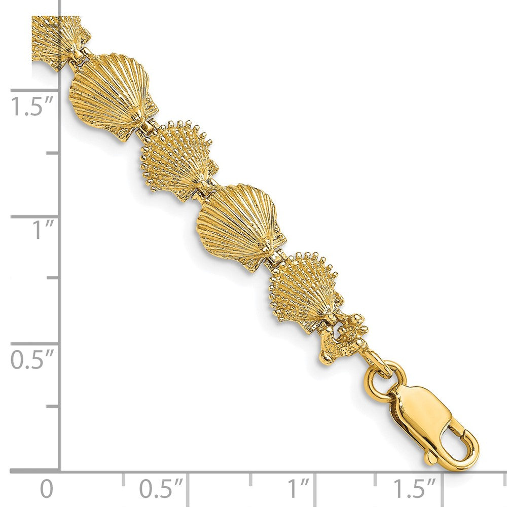 14K Polished /Textured Scallop Shell Bracelet