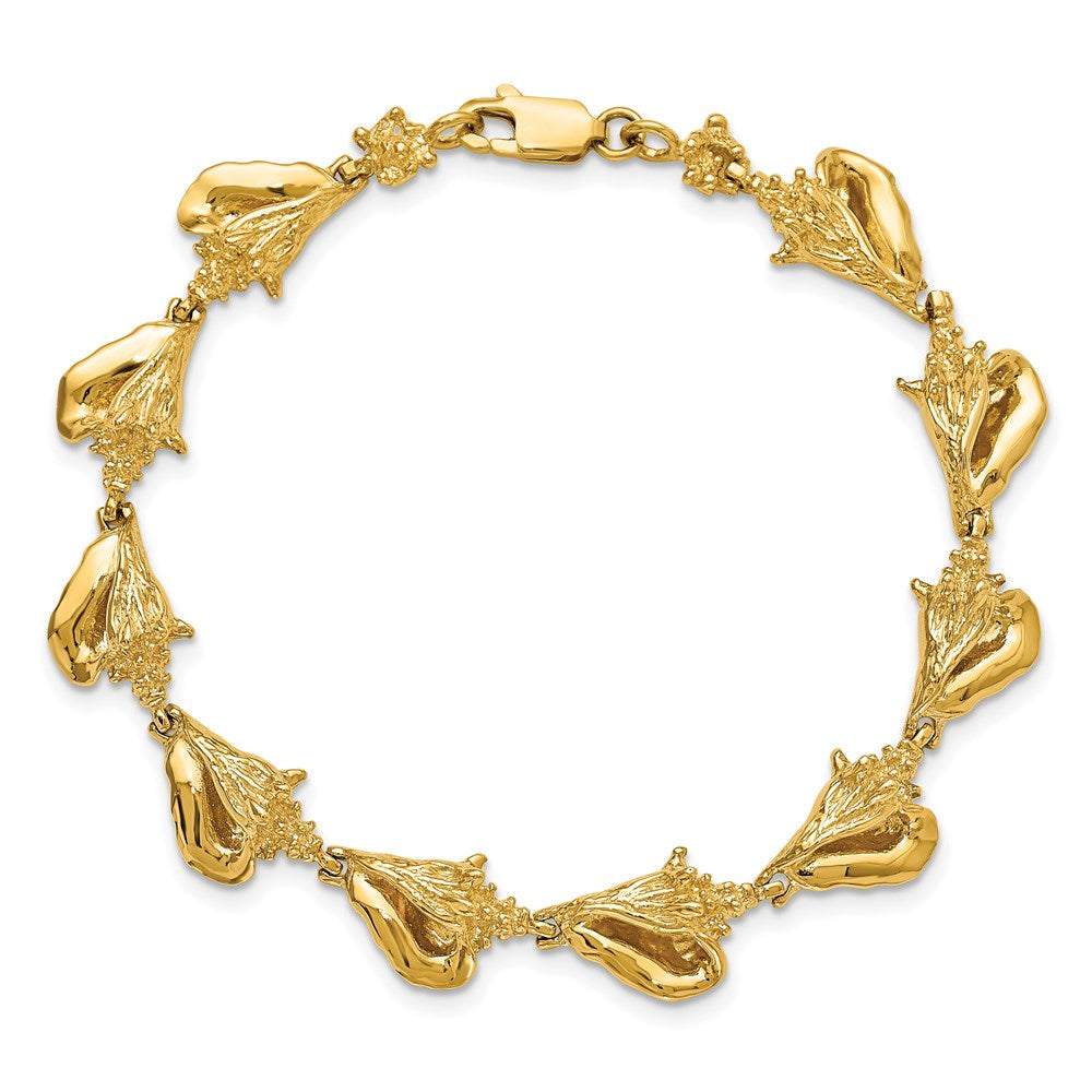 14k 3-D Conch Shell Link Bracelet