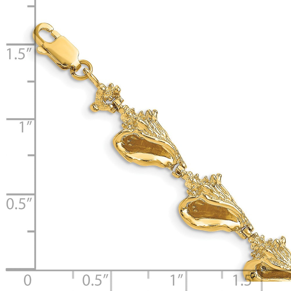 14k 3-D Conch Shell Link Bracelet