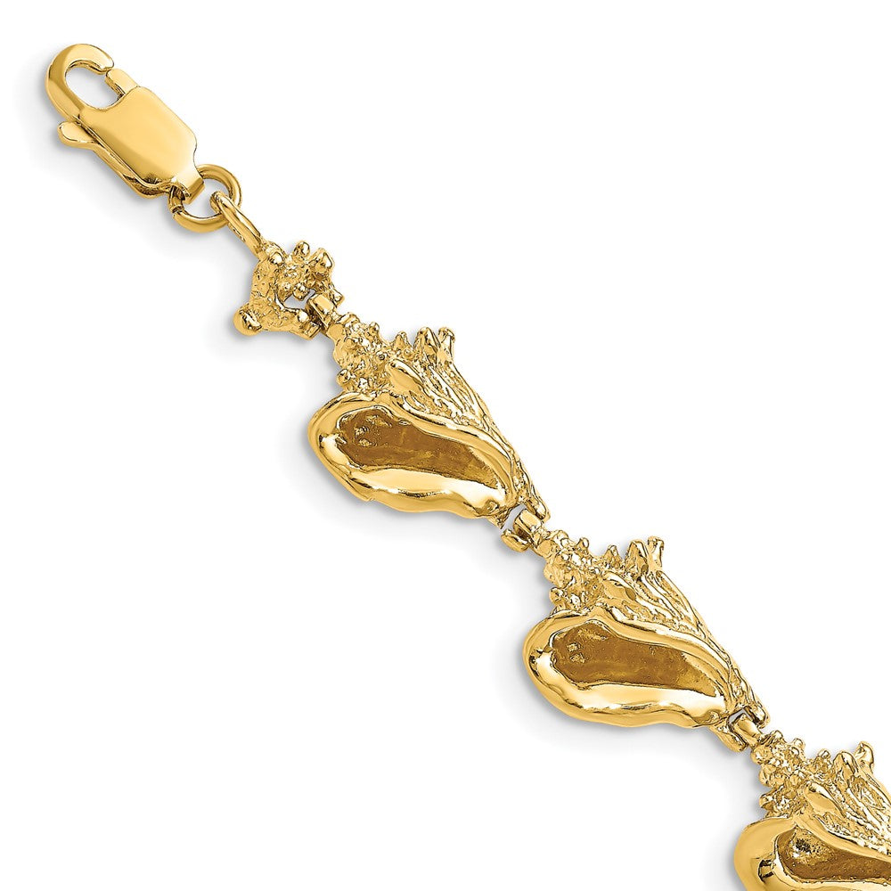 14k 3-D Conch Shell Link Bracelet