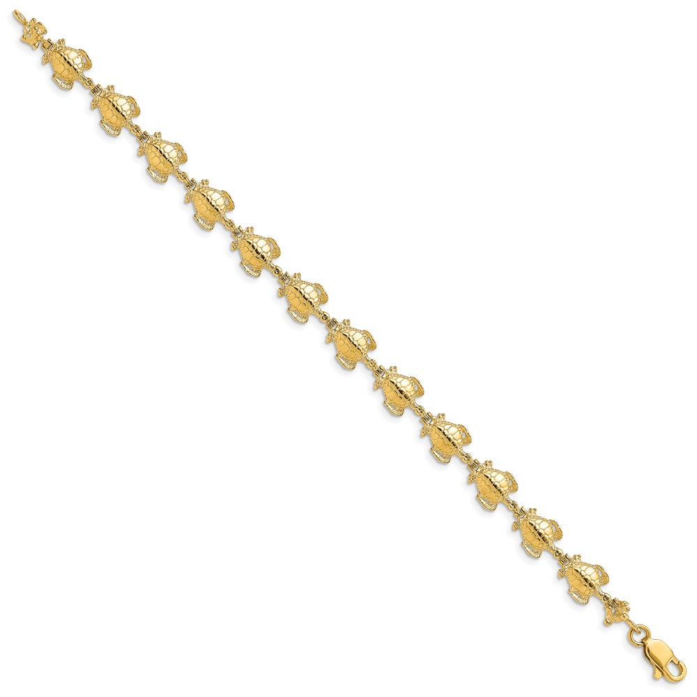 14k Polished Sea Turtle Link Bracelet