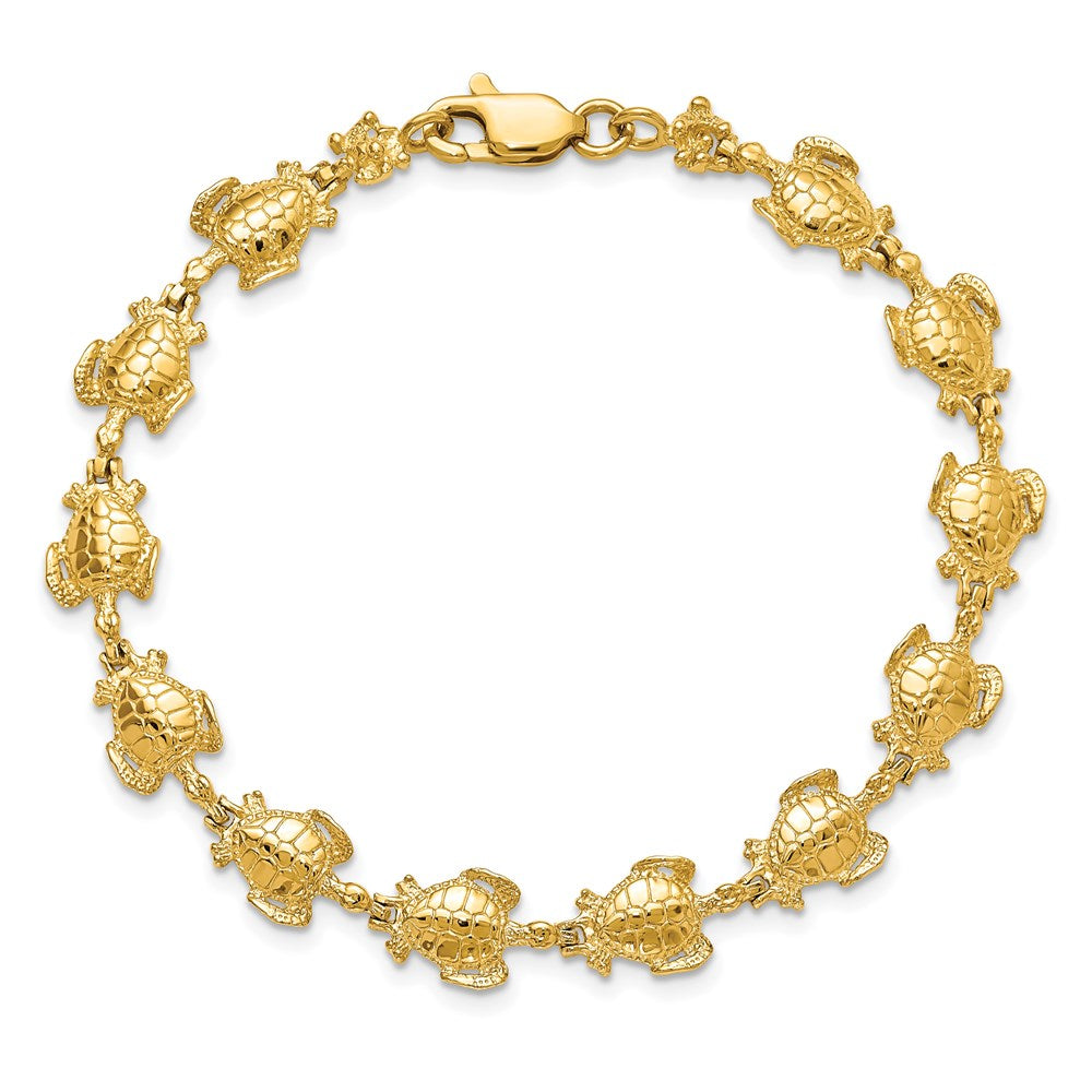 14k Polished Sea Turtle Link Bracelet