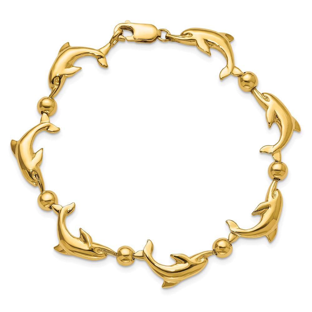 14k Polished Dolphin Bracelet
