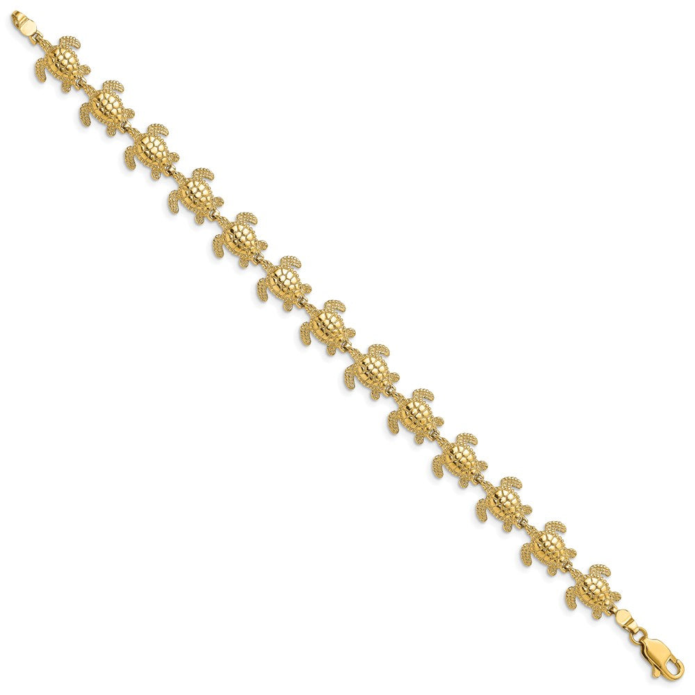 14k Polished Mini Sea Turtle Link Bracelet