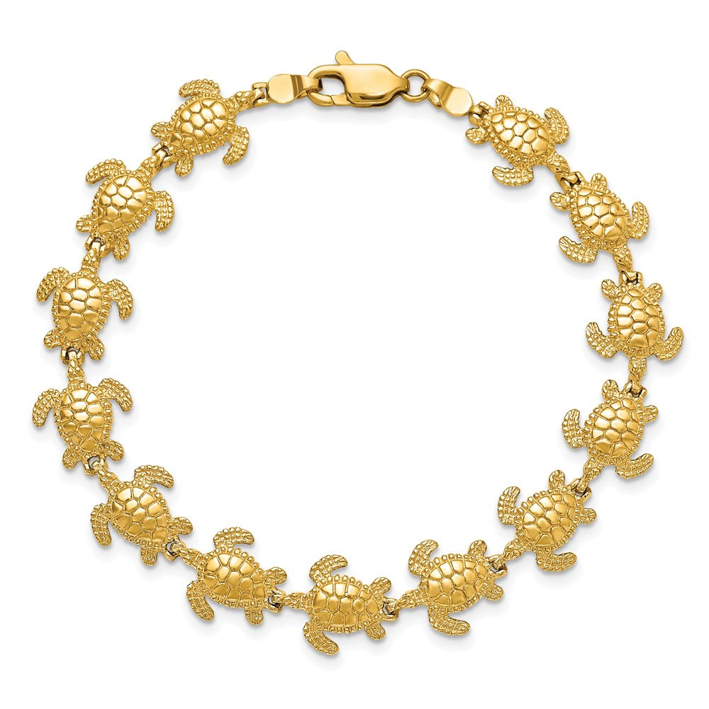 14k Polished Mini Sea Turtle Link Bracelet