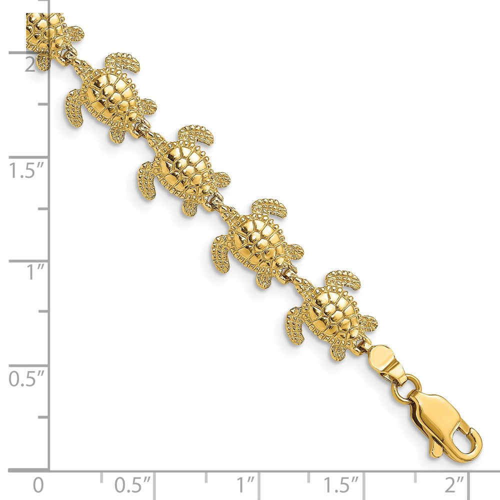 14k Polished Mini Sea Turtle Link Bracelet