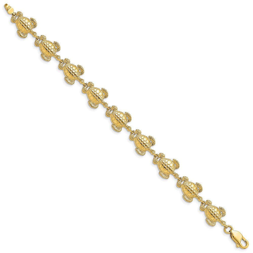 14K Polished / Textured Sea Turtle Bracelet