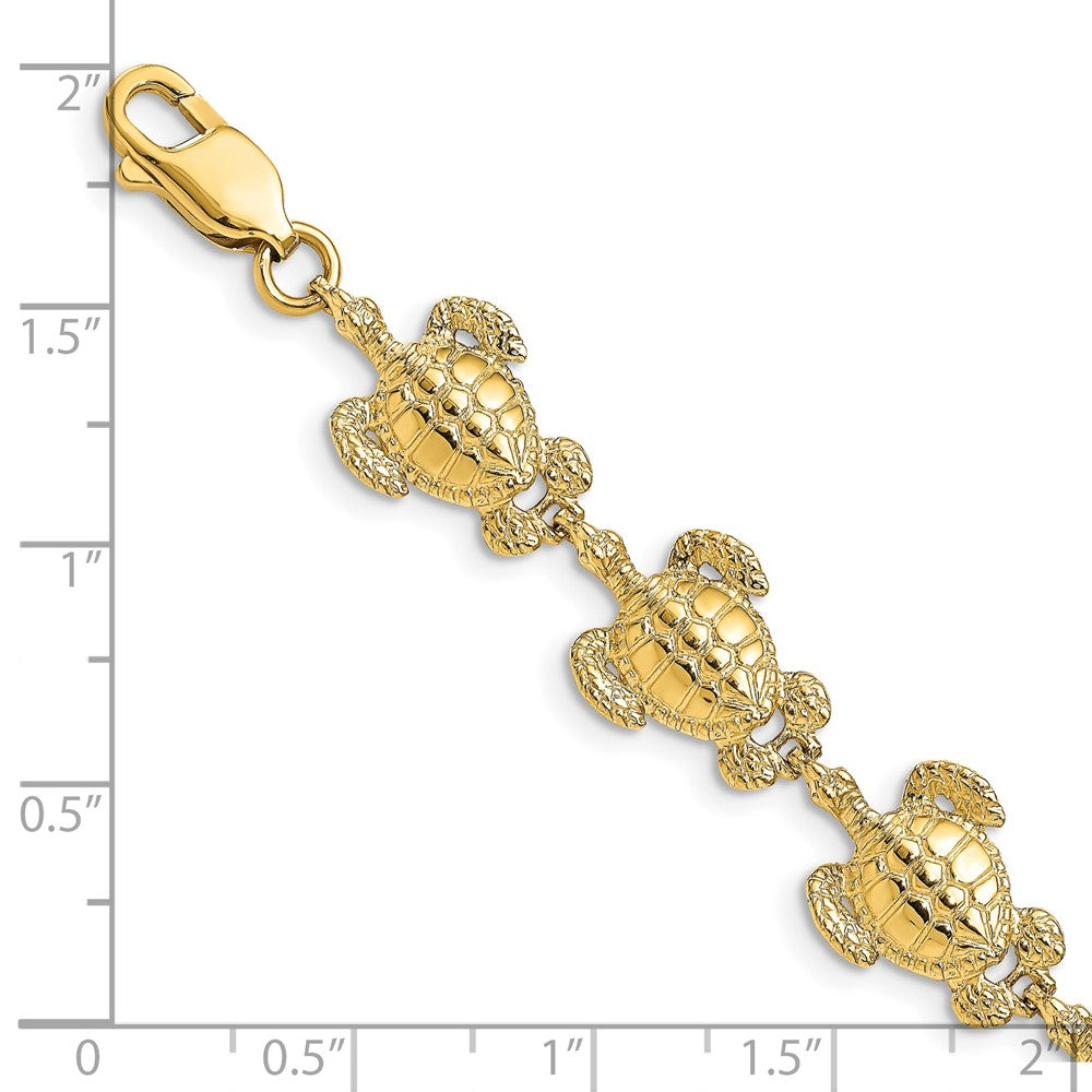14K Polished / Textured Sea Turtle Bracelet
