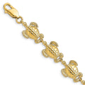 14K Polished / Textured Sea Turtle Bracelet