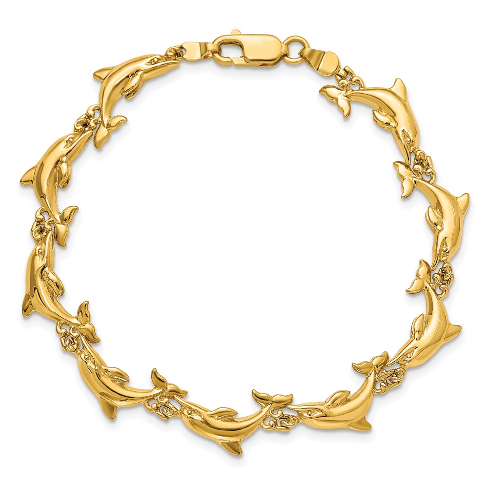 14k Polished Dolphin Bracelet