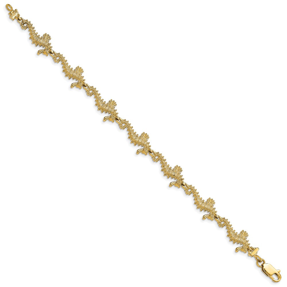 14k Textured 3-D Seahorse Bracelet