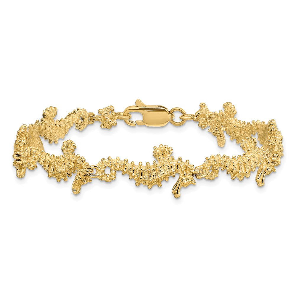 14k Textured 3-D Seahorse Bracelet