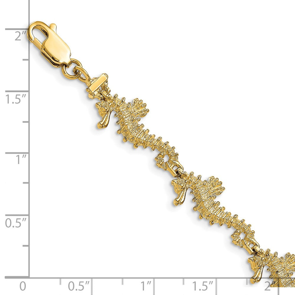 14k Textured 3-D Seahorse Bracelet