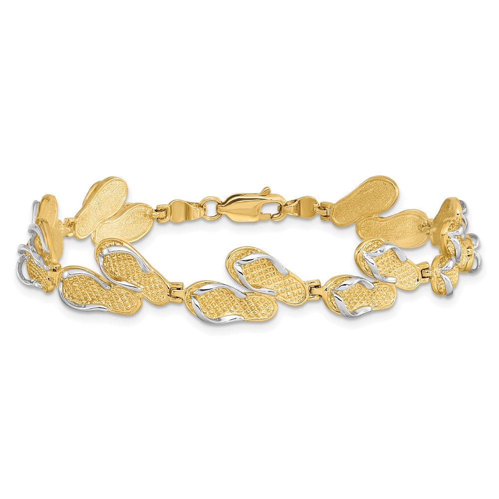14k with Rhodium Flip Flops Bracelet