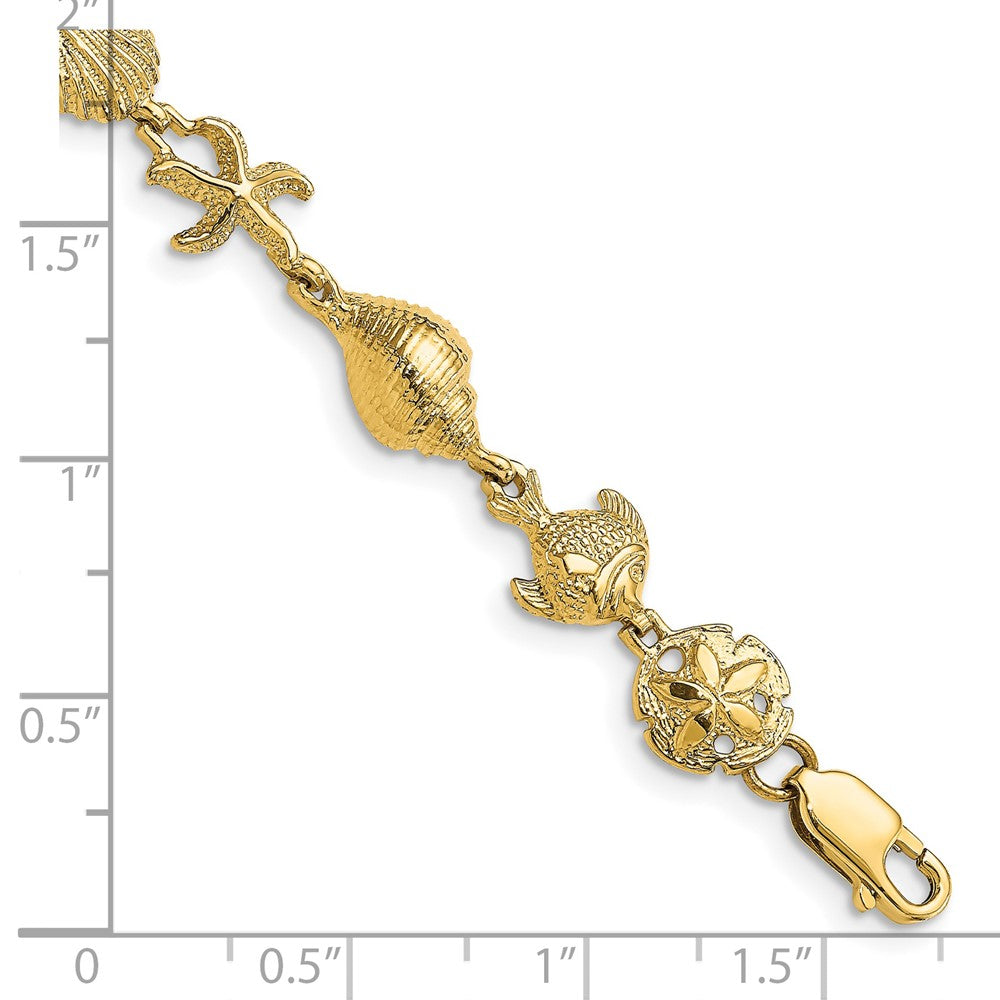 14k Nautical Combination w/ Dolphins Link Bracelet