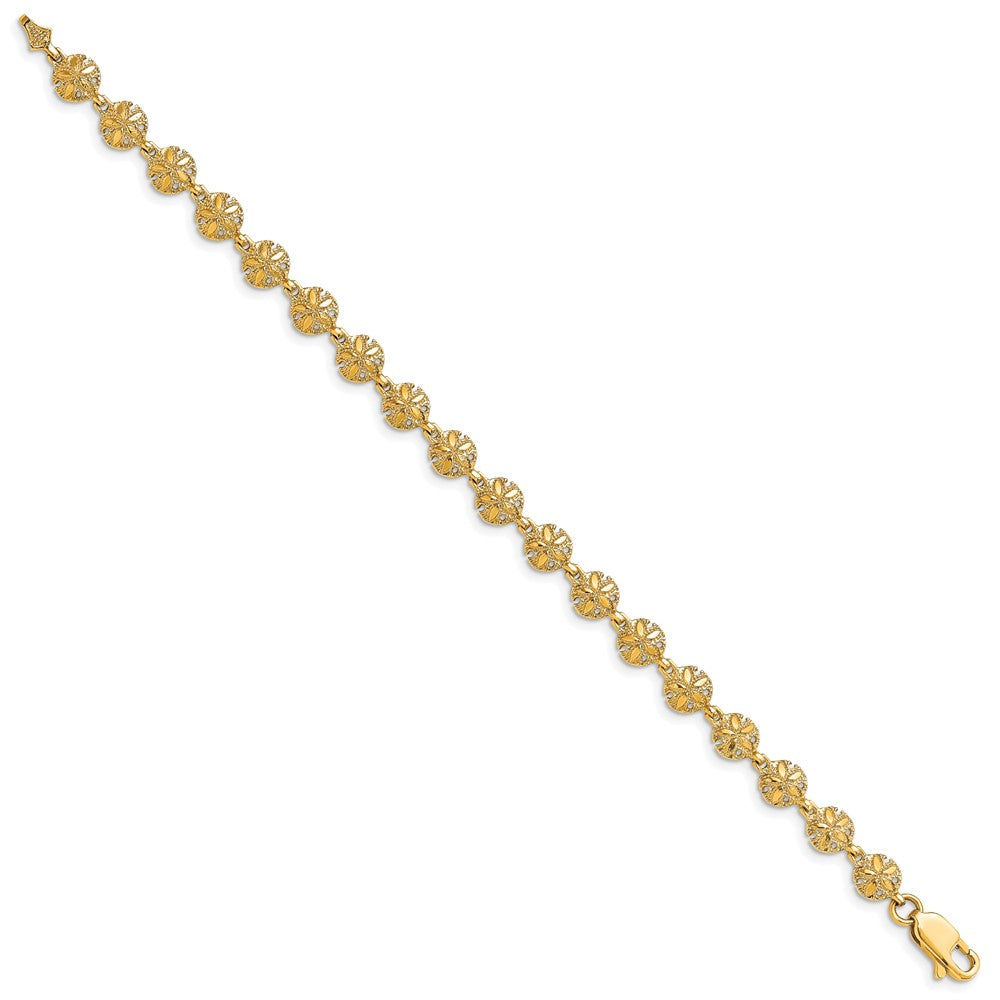 14K Polished /Textured Mini Sand Dollar Bracelet
