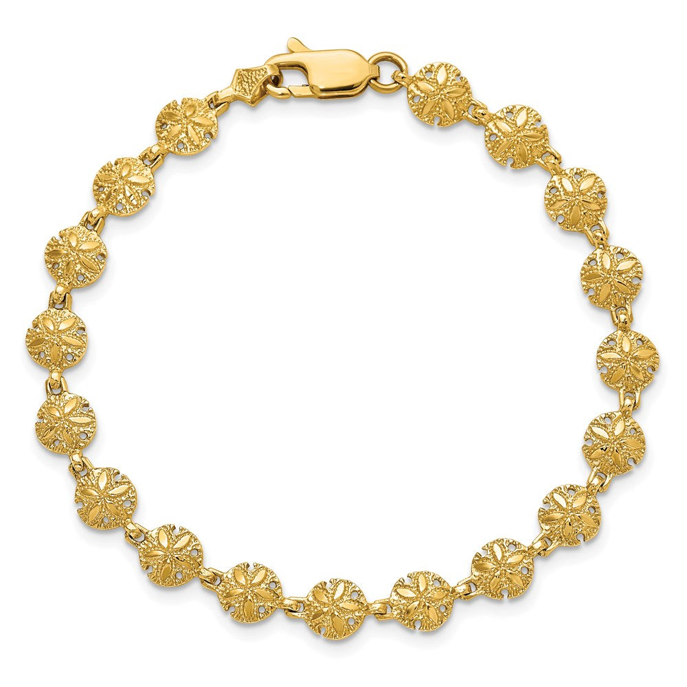 14K Polished /Textured Mini Sand Dollar Bracelet