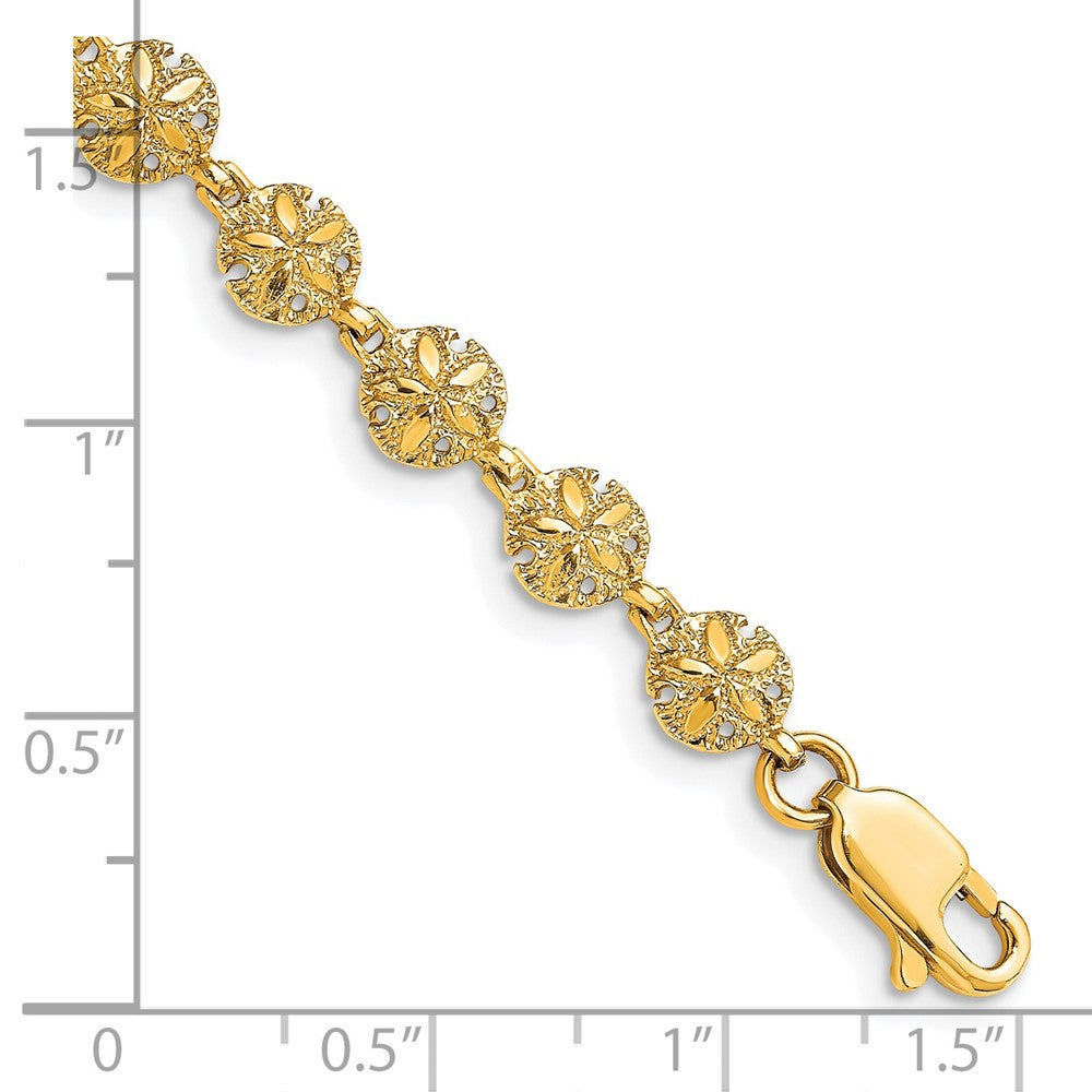 14K Polished /Textured Mini Sand Dollar Bracelet