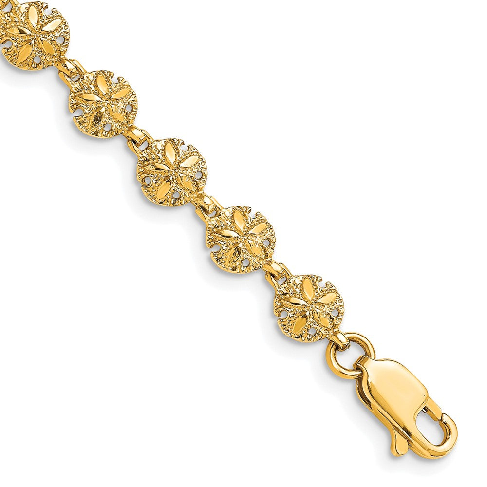 14K Polished /Textured Mini Sand Dollar Bracelet