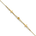 14K Polished Double Strand Cross 7.5in Bracelet