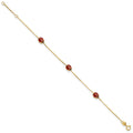 14k Polished Enameled Ladybugs 6.5in w/.75in ext. Bracelet