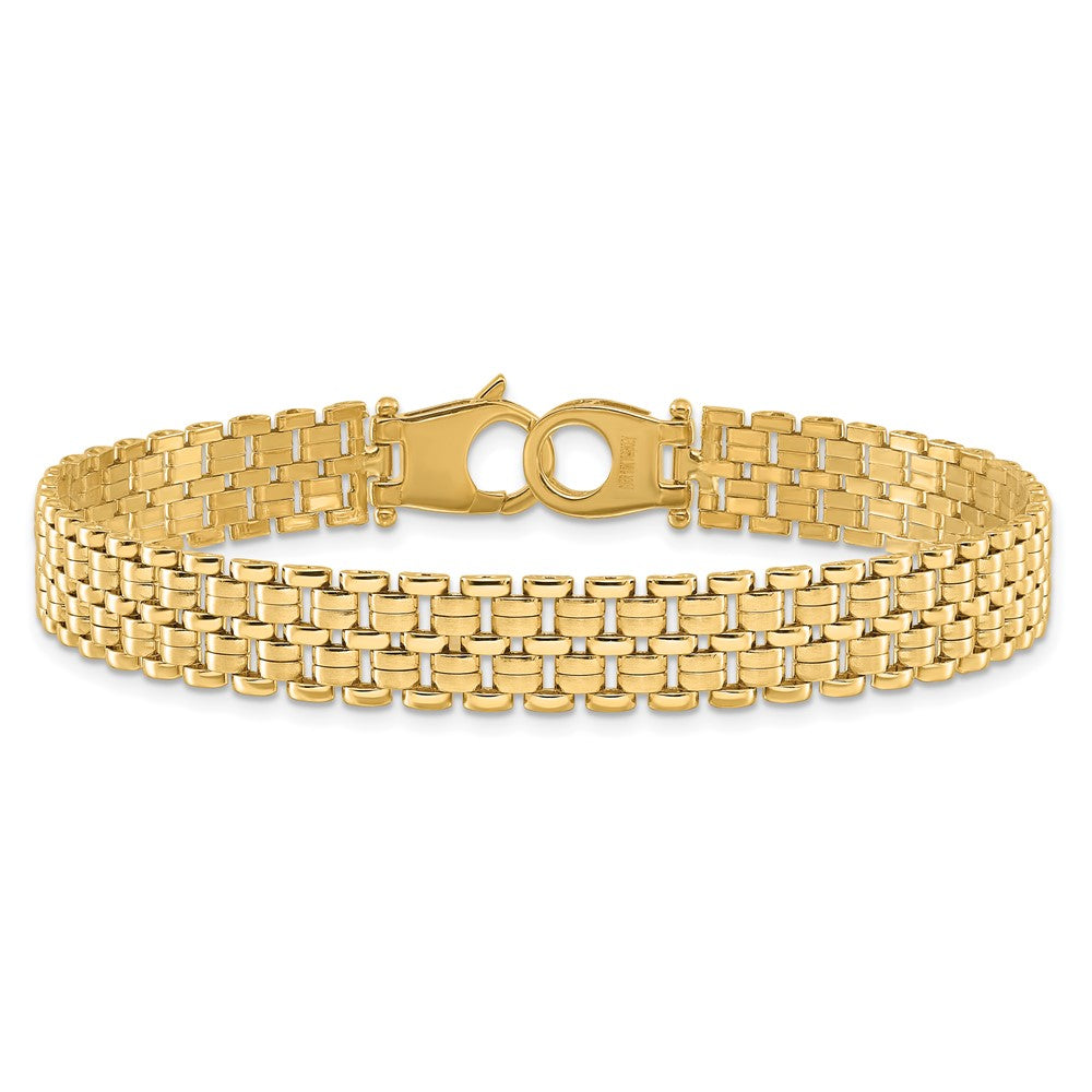 14K Brushed and Polished Basket Weave Pattern 7.5in Bracelet