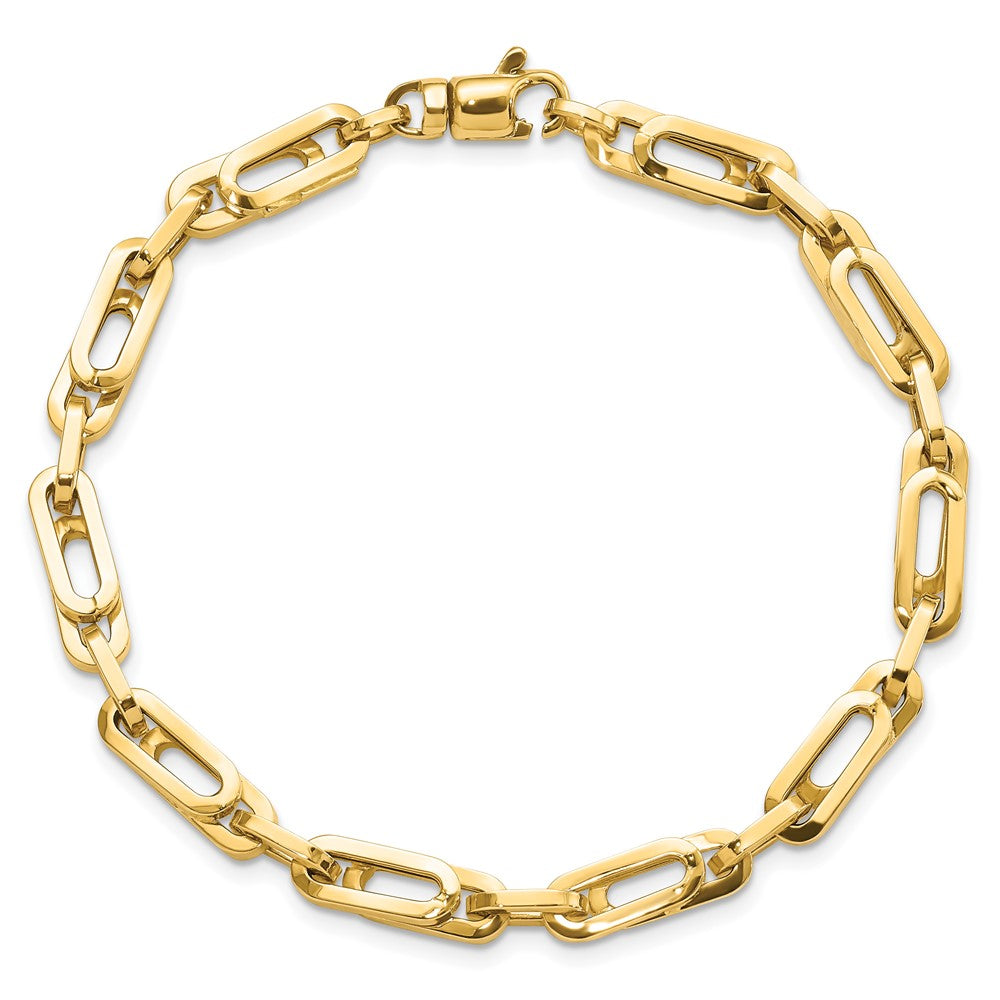 14K Gold Polished Fancy Link Mens Bracelet