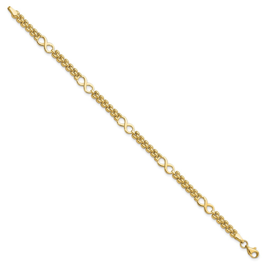 14K Polished Infinity and Fancy Link 7.5in Bracelet