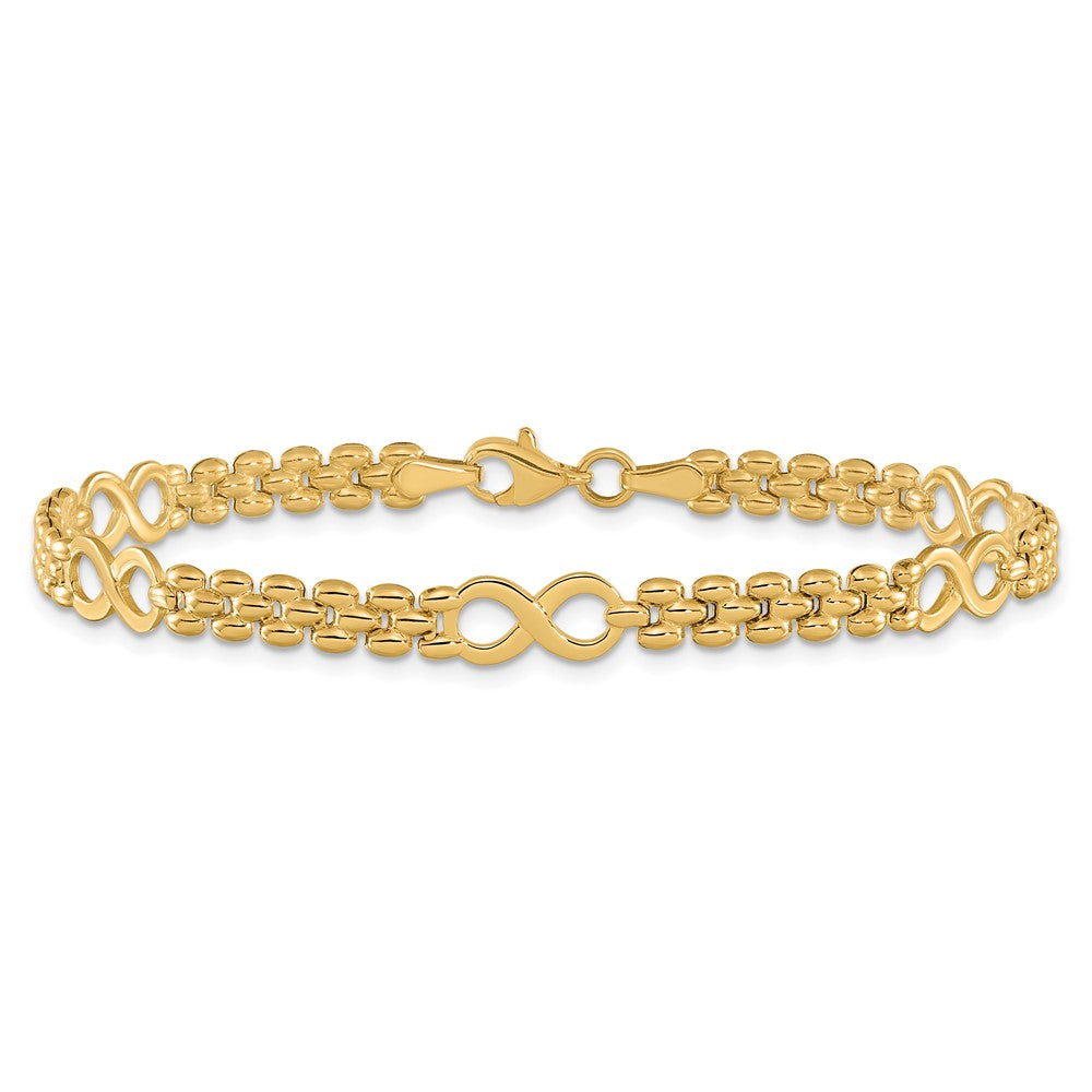 14K Polished Infinity and Fancy Link 7.5in Bracelet