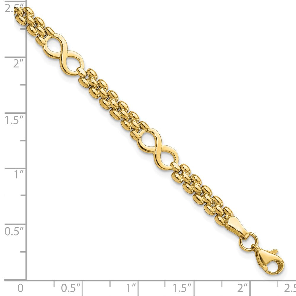 14K Polished Infinity and Fancy Link 7.5in Bracelet