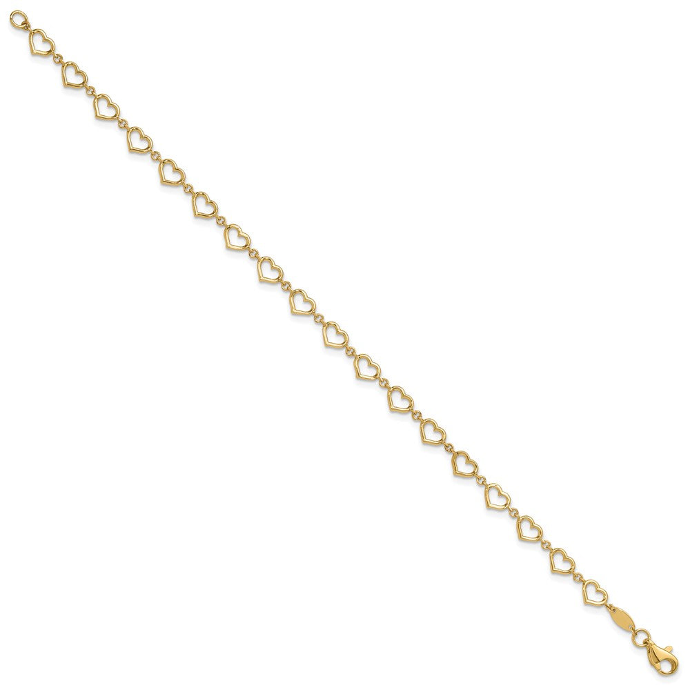 14K Polished Heart Link Bracelet