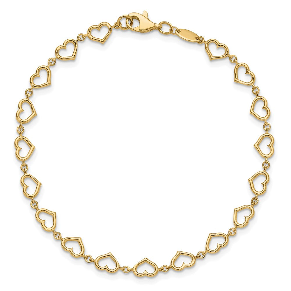 14K Polished Heart Link Bracelet