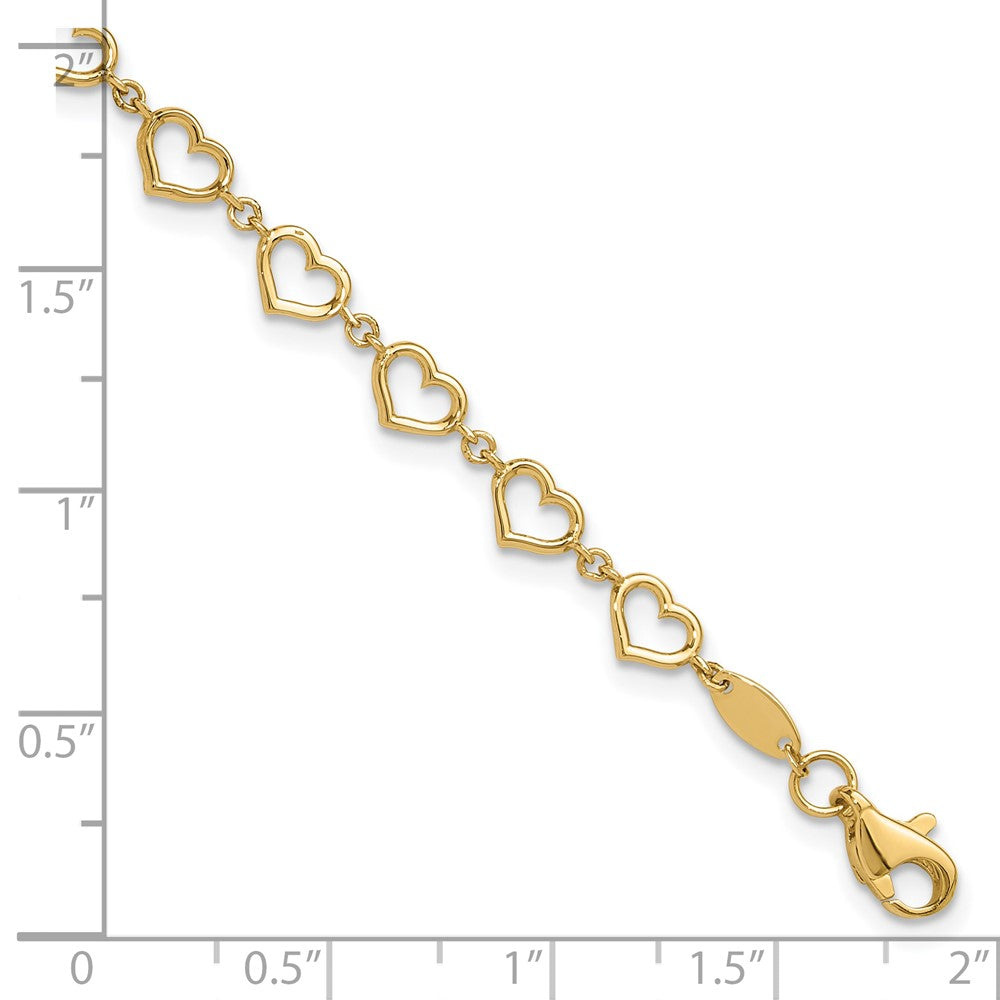 14K Polished Heart Link Bracelet