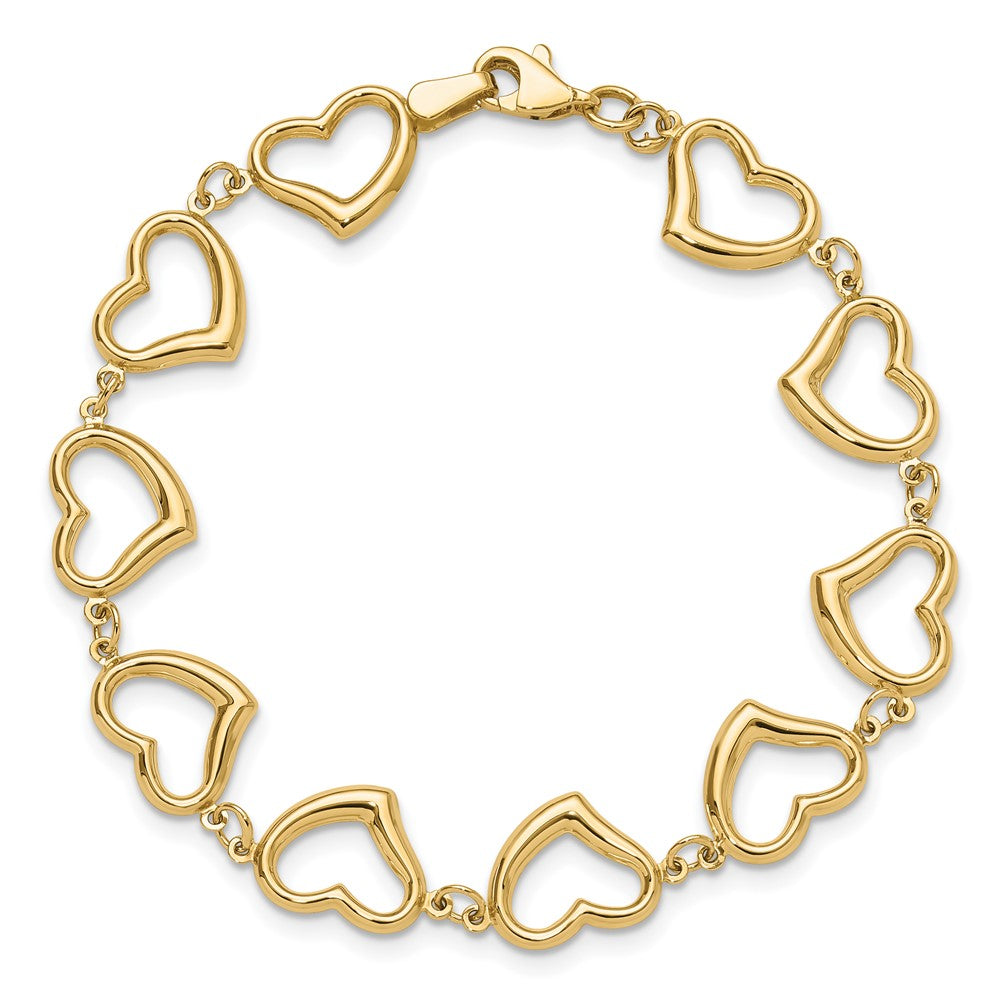 14K Polished Heart Link Bracelet