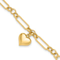 14K Polished Heart Charm Bracelet