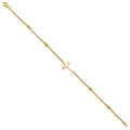 14k D/C Beaded Cross 7.5in Bracelet