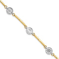 14K Two-tone Polished Compass and Anchor w/ 1in ext. Bracelet