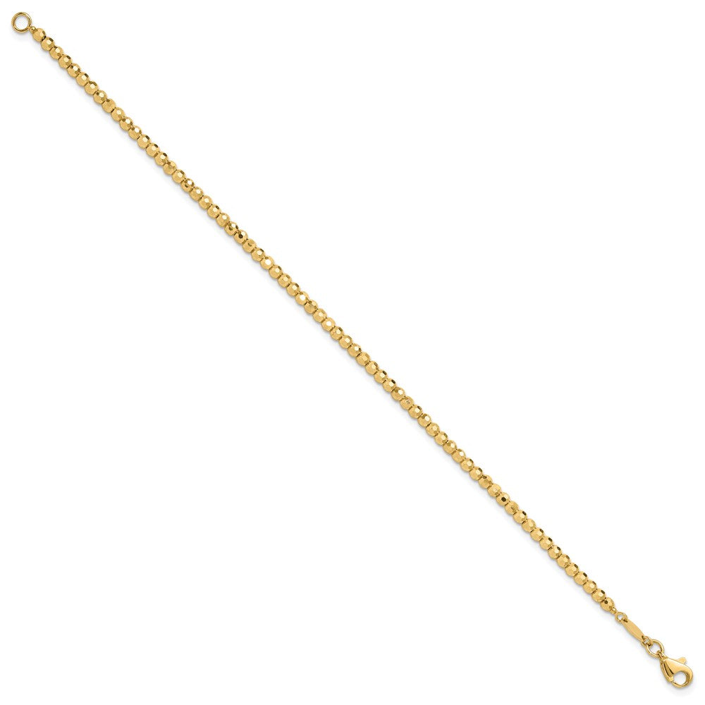 14K Polished and Diamond-cut Beaded Bracelet