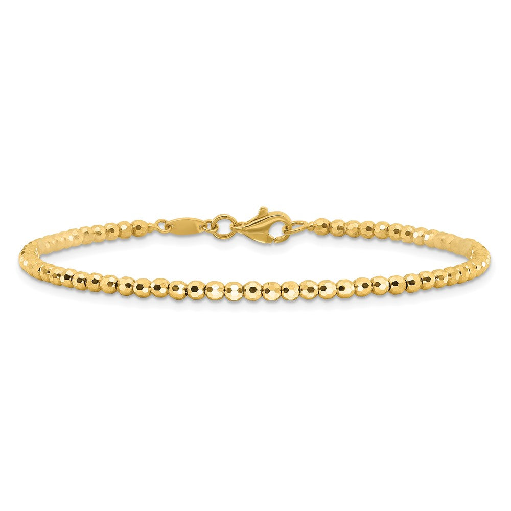 14K Polished and Diamond-cut Beaded Bracelet