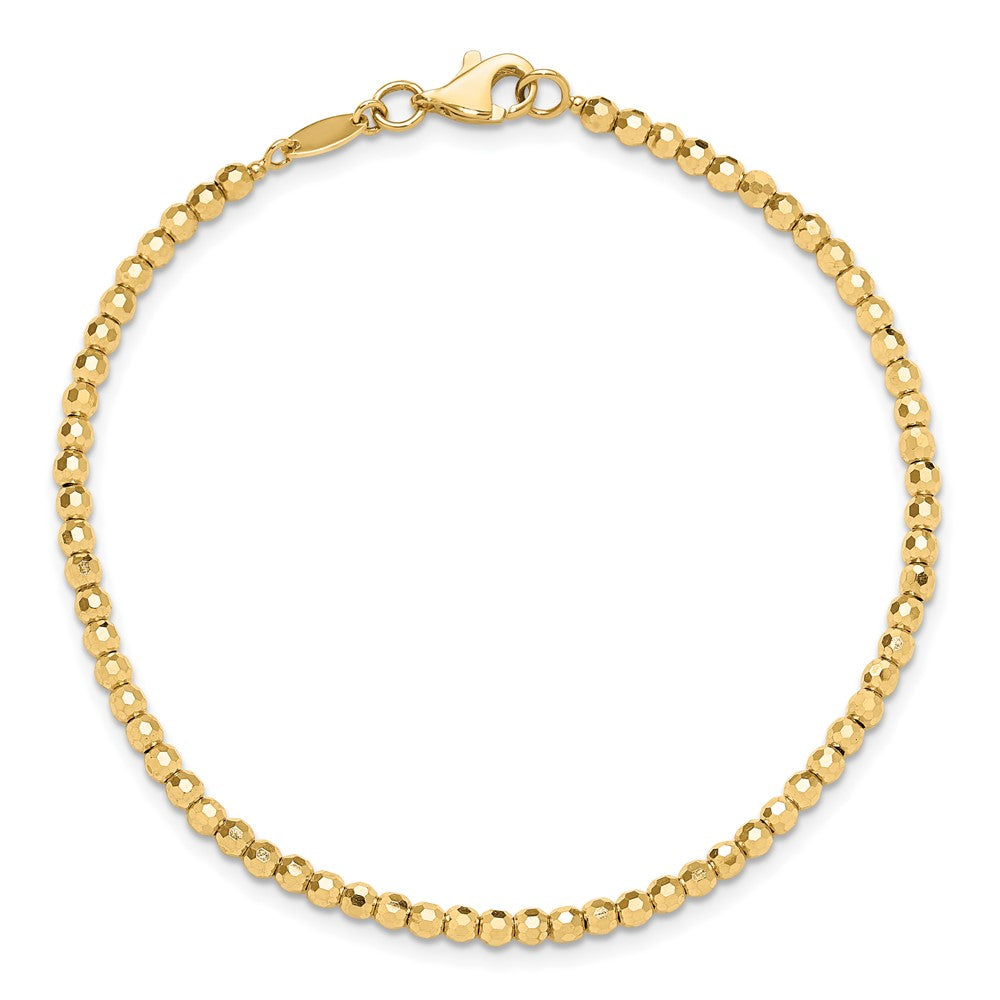 14K Polished and Diamond-cut Beaded Bracelet