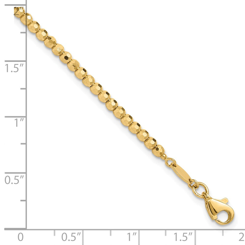 14K Polished and Diamond-cut Beaded Bracelet