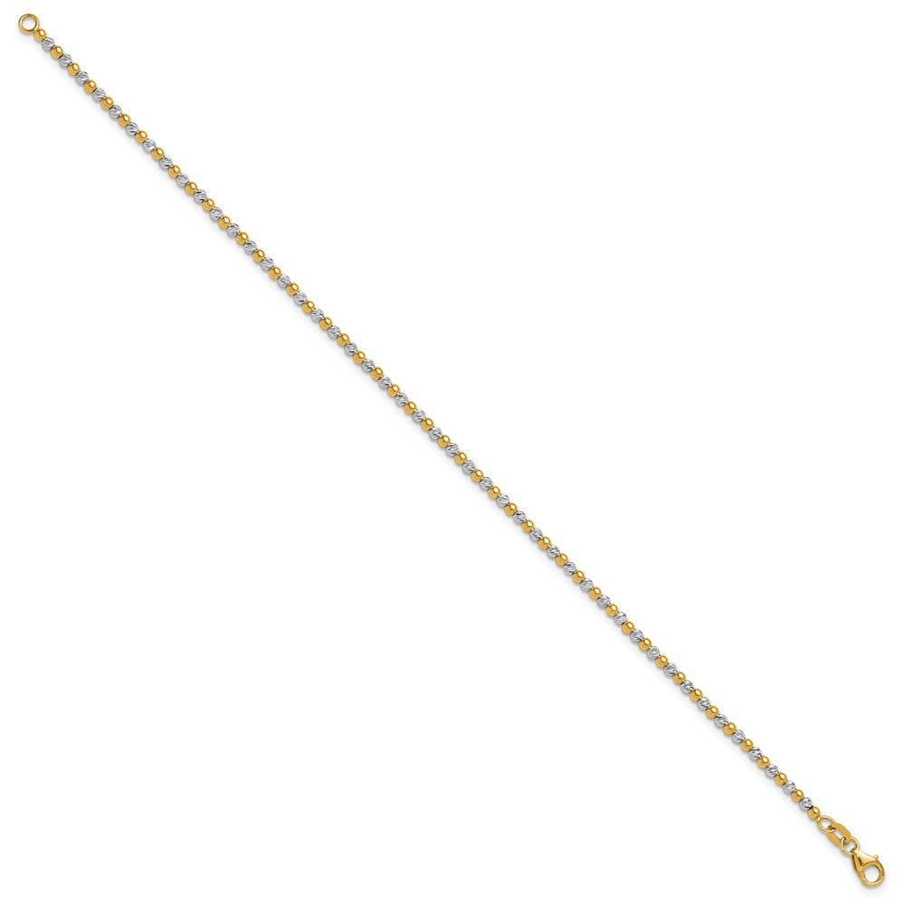 14K Two-tone Diamond-cut Beaded 7.5in Bracelet