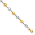 14K Two-tone Polished and Diamond-cut Puffed Circles Bracelet