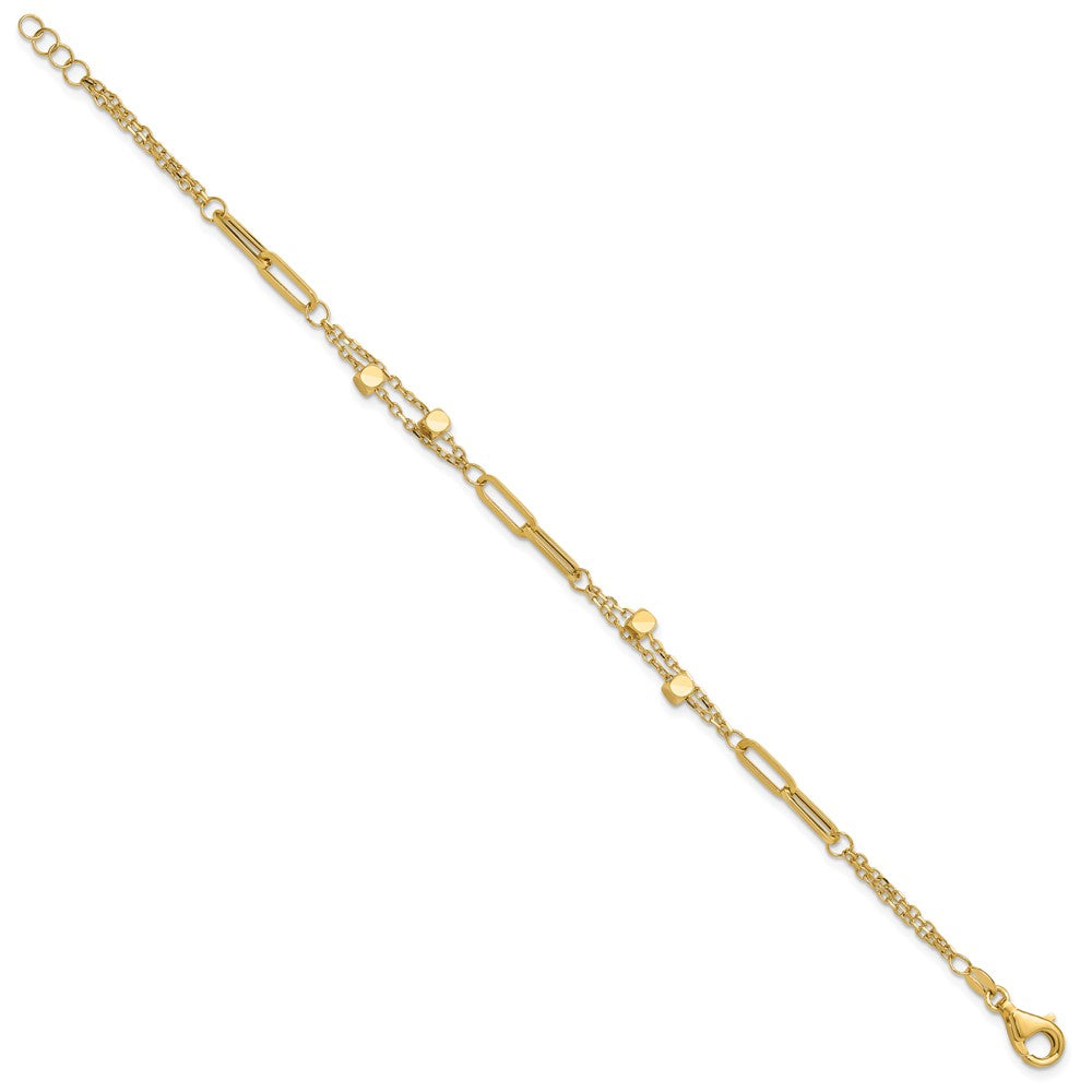14K Polished Fancy Link with .5in ext. Bracelet