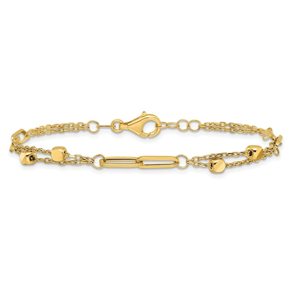14K Polished Fancy Link with .5in ext. Bracelet
