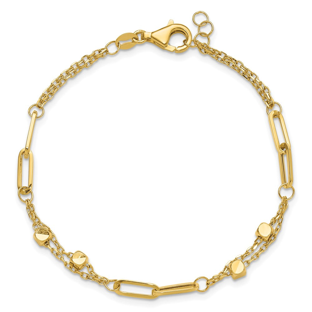 14K Polished Fancy Link with .5in ext. Bracelet