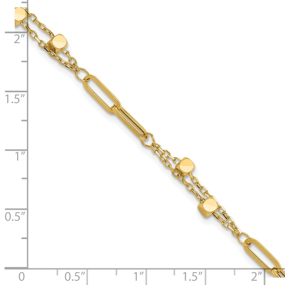 14K Polished Fancy Link with .5in ext. Bracelet