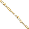 14K Polished Fancy Link with .5in ext. Bracelet