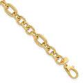 14K Polished and Textured 7.5in Fancy Bracelet
