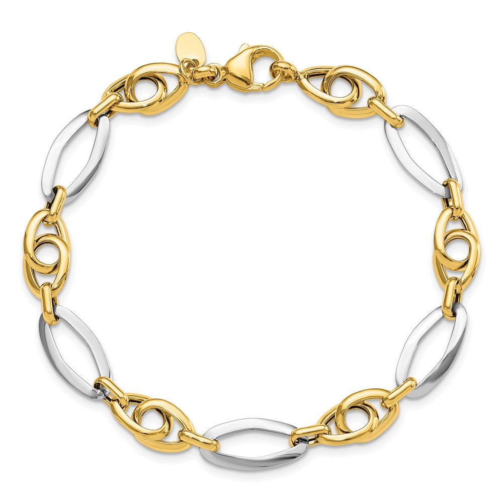 14K Two-tone Polished Fancy Link Bracelet